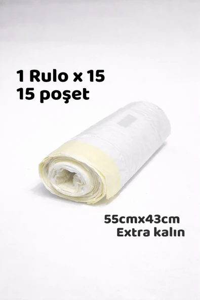 Büzgülü Çöp Torbası - 55cmx43cm - Kedi Kumu Poşeti 1 x15 Poşet ürün görseli 1