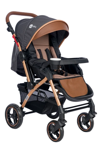 TURHAN BEBE Çift Yönlü Bebek Arabası + Yağmurluk Hediye GOLD/ANTRASİT ürün görseli 1
