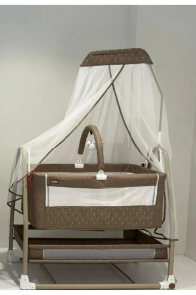 TURHANBEBE Gold Plus Anne Yanı Asansörlü Tekerlekli Beşik Beyaz23 ürün görseli 1