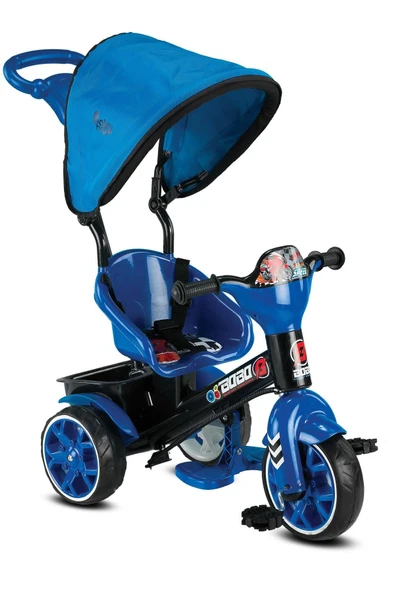 BabyHope Bobo Speed Tenteli İtmeli 3 Teker Bisklet Mavi ürün görseli 1