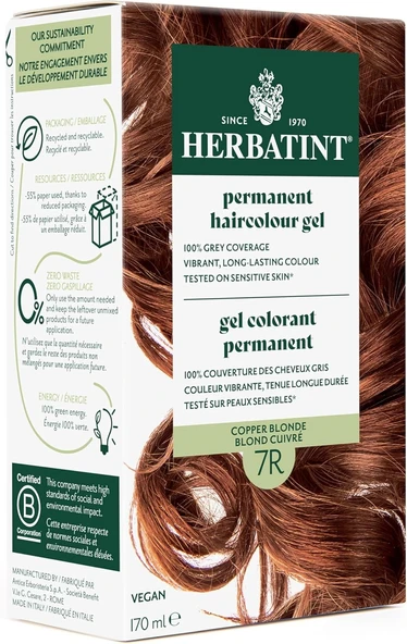 Herbatint 7R Blond Cuivre Açık Bakır Saç Boyası 170ml. ürün görseli 1