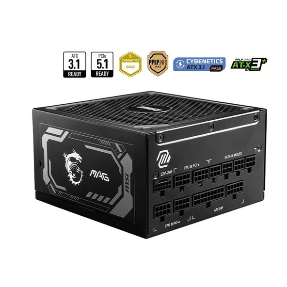 MSI PSU MAG A1000GL PCIE5 1000W 80+ GOLD POWER SUPPLY ürün görseli 1