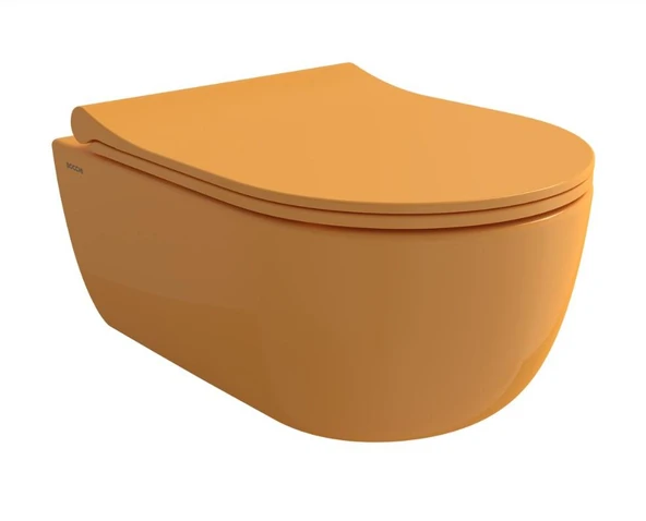 Bocchi 1417-021-0128 V-Tondo Rimless Kısa Asma Klozet ve Kapağı P.Mandalina Sarısı ürün görseli 1