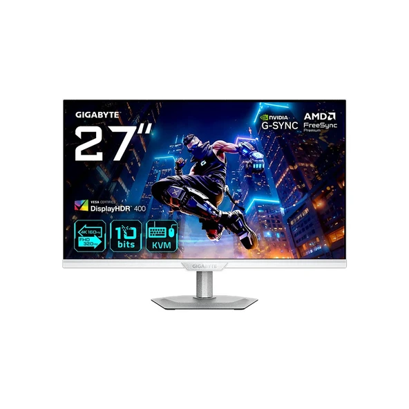 GIGABYTE M27UP ICE 27" 1ms 160Hz 4K - 320Hz FHD SS IPS Dual Mode G-Sync FreeSync HDR400 Beyaz Gaming Monitör ürün görseli 1