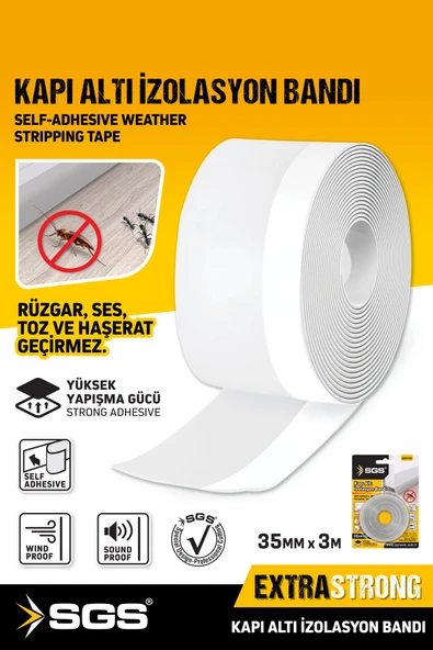 SGS 1243 Kapı Altı Rüzgar Önleyici ve Ses Yalıtım Bandı 35mm x 3m Kendinden Yapışkanlı ürün görseli 1