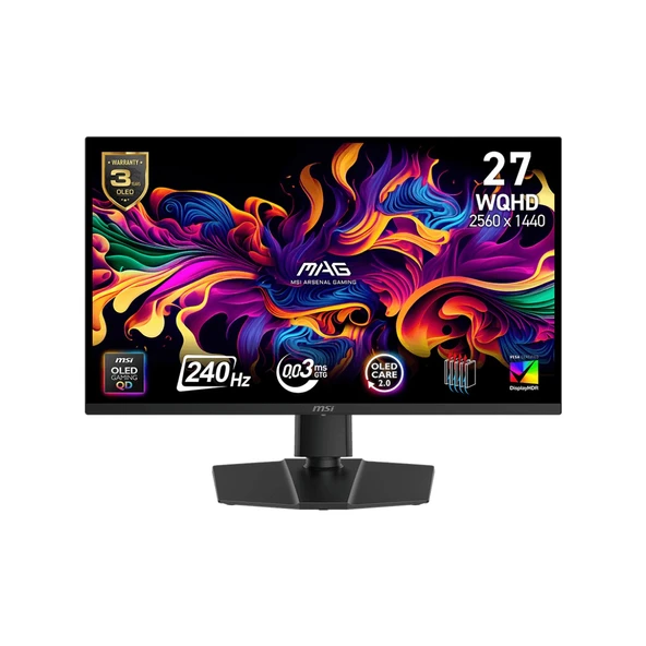 MSI 26.5 MAG 273QP QD-OLED X24 2560x1440 WQHD FLAT 240HZ 0.03MS FREESYNC PREMIUM PRO GAMING MONITOR ürün görseli 1