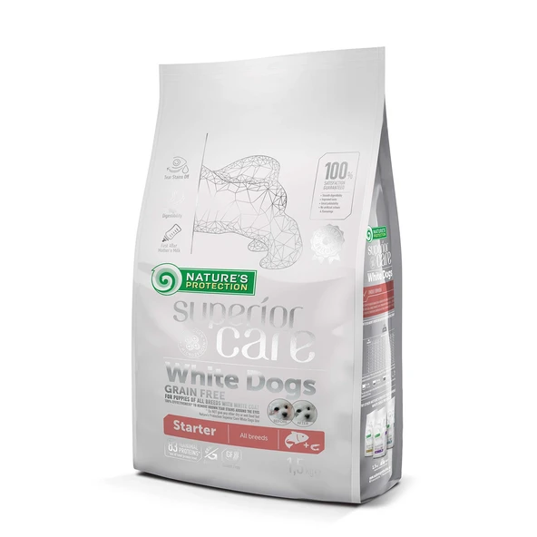 Nature's Protection Superior Care Beyaz Tüylü Köpekler İçin Tahılsız Somonlu Tüm Irklar Yavru Başlangıç Köpek Maması 1,5kg ürün görseli 1