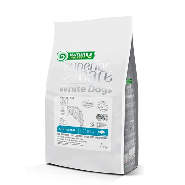 Nature's Protection Superior Care Beyaz Tüylü Köpekler İçin Tahılsız Beyaz Balıklı Tüm Irklar ve Tüm Yaşam Evreleri Köpek Maması 4kg ürün görseli 1
