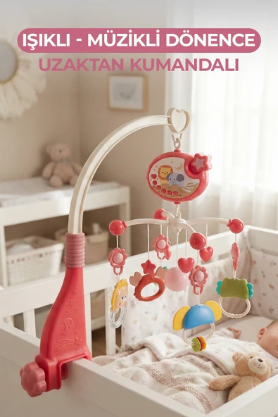 Vardem Işıklı Müzikli Kumandalı Bebek Dönencesi BIB-698-85 Pembe ürün görseli 1