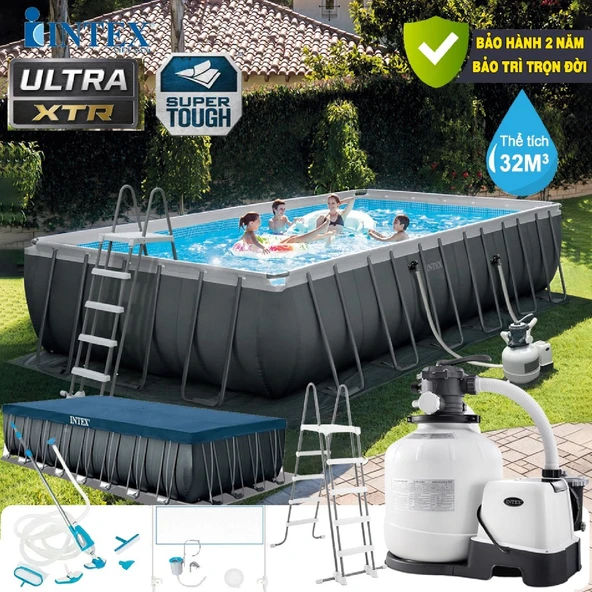 İntex 26368 732x366x132cm Ultra XTR Prefabrik Havuz Tuzlama Sistemli Filtre ürün görseli 1