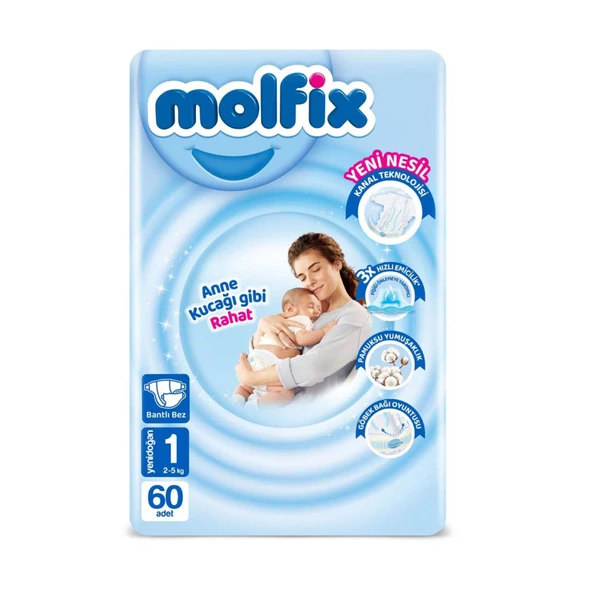 Molfix Avantajlı Paket 1 Beden Yenidoğan 2-5 Kg 60'lı 4 Adet ürün görseli 1