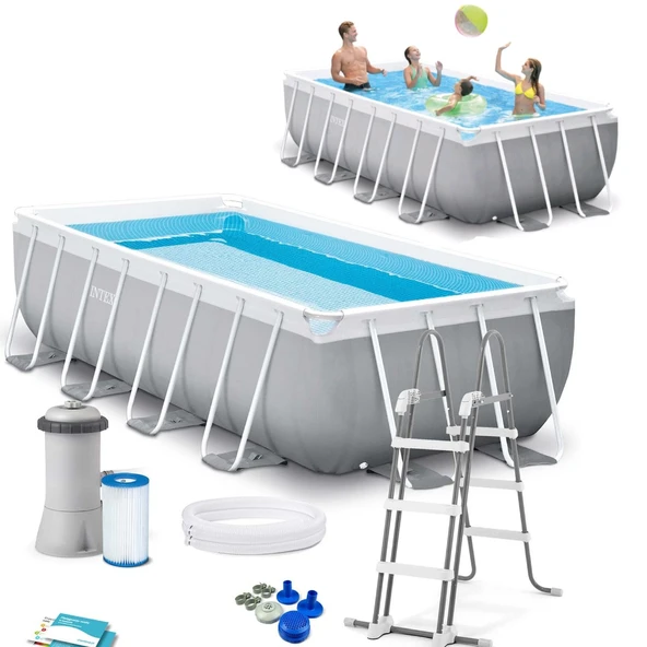 İntex 26788 Büyük Prefabrik Aile Havuzu 400x200x100cm Merdiven+Filtre Set ürün görseli 1