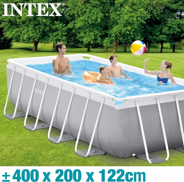İntex 26790 Dikdörtgen Prefabrik Aile Havuzu 400x200x122cm Merdiven ve 220v Filitreli Set ürün görseli 1
