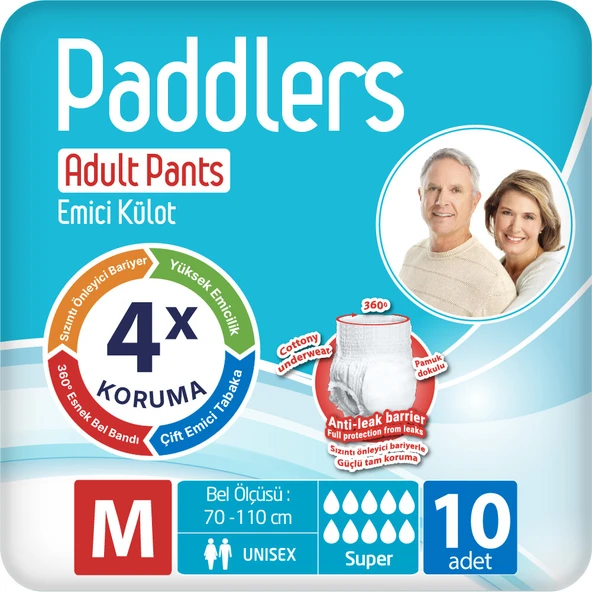 Paddlers Yetişkin Hasta Emici Külot Bez Medium 10 Adet ürün görseli 1