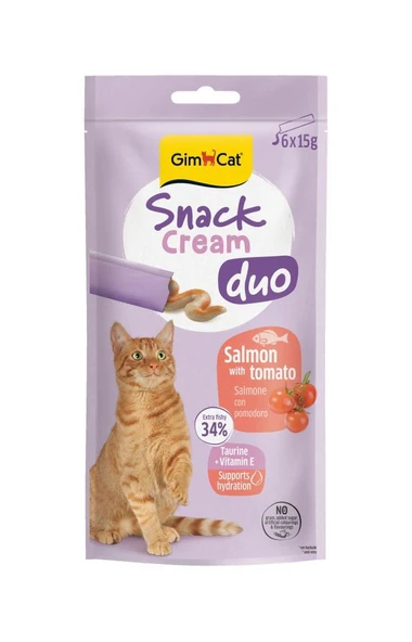Gimcat Snack Cream Duo Somonlu - Domatesli Kedi Ödülü 6x15gr ürün görseli 1