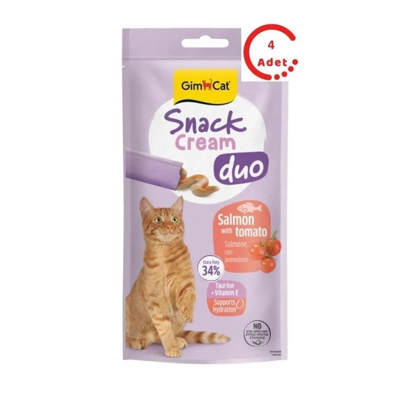 Gimcat Snack Cream Duo Somonlu - Domatesli Kedi Ödülü 6x15gr x 4 Adet ürün görseli 1