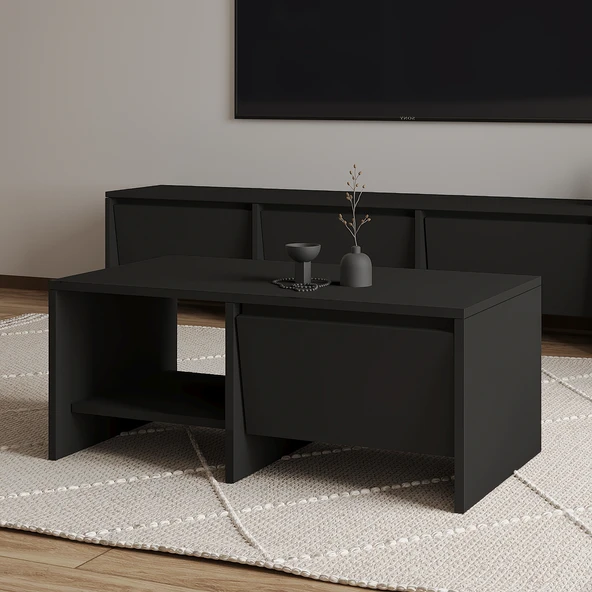 Laris Kapaklı Orta Sehpa – 90 cm Modern Tasarım  Siyah ürün görseli 1