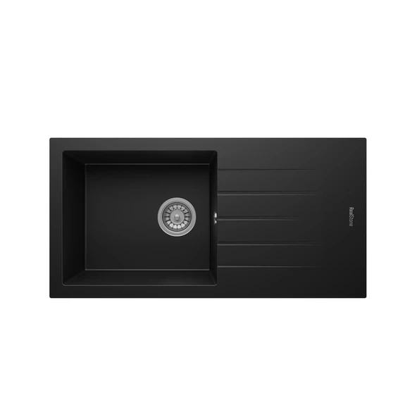 RealStone Assos P011 86 XL Tezgah Üstü Siyah Granit Eviye ürün görseli 1