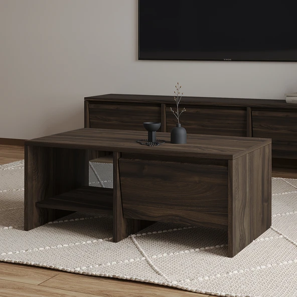 Laris Kapaklı Orta Sehpa – 90 cm Modern Tasarım  Ceviz ürün görseli 1