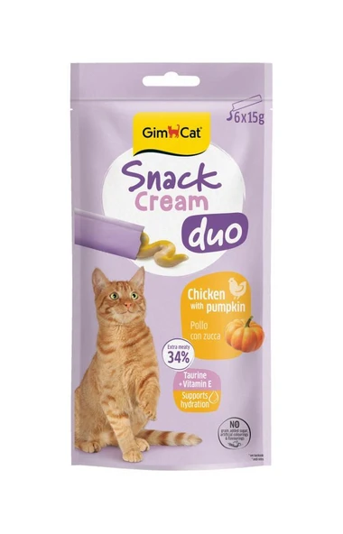 Gimcat Snack Cream Duo Tavuklu - Balkabaklı Kedi Ödülü 6x15gr ürün görseli 1