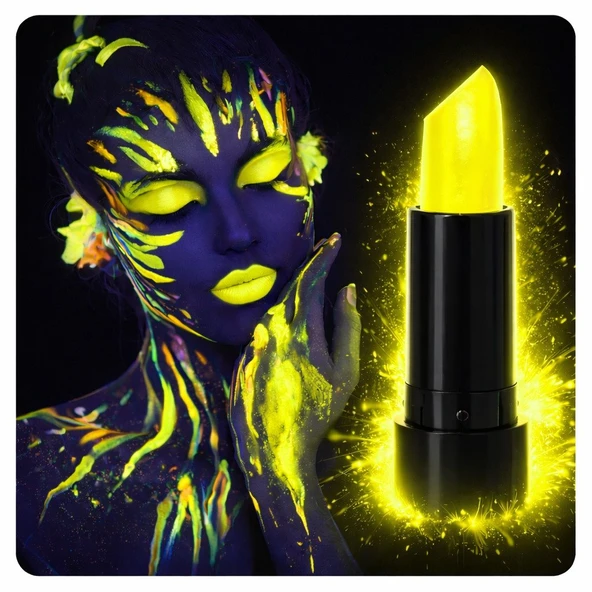 UV Neon Sarı Ruj – Karanlıkta Parlayan Makyaj Boyası ürün görseli 1