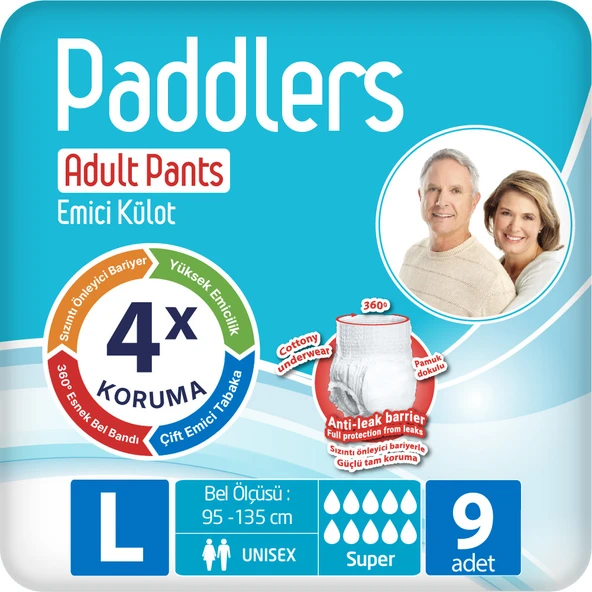 Paddlers Yetişkin Hasta Emici Külot Bez Large 9 Adet ürün görseli 1