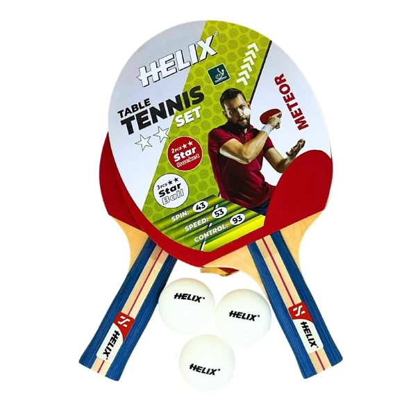 Helix Masa Tenisi Raket Seti Meteor 2 Yıldız ITTF Onaylı ürün görseli 1