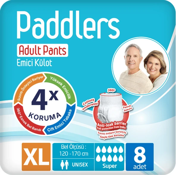 Paddlers Yetişkin Hasta Emici Külot Bez X-Large 8 Adet ürün görseli 1