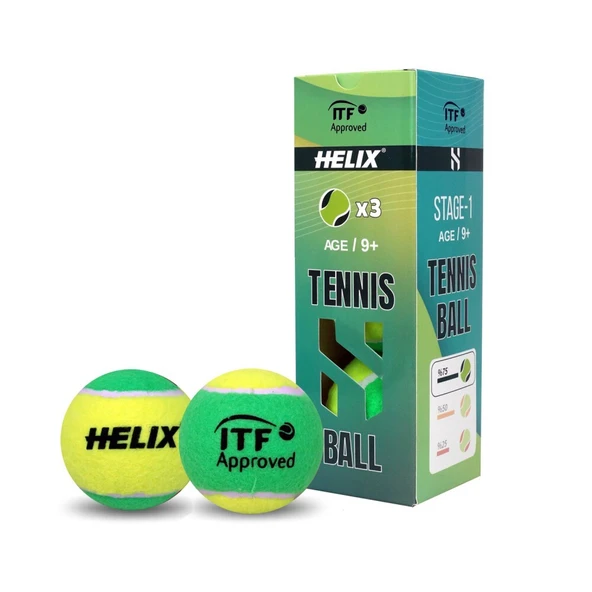 Helix Tenis Topu 9+ yaş 3lü HT-100 Yeşil TTF&ITF Onaylı ürün görseli 1
