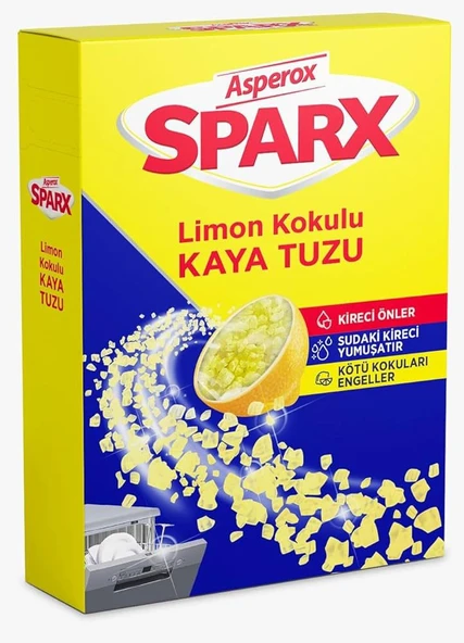 SPARX KAYA TUZU LİMON KOKULU MAKİNE TEMİZLEYİCİ 1 ADET 1.5 KG (X2) ADET ürün görseli 1
