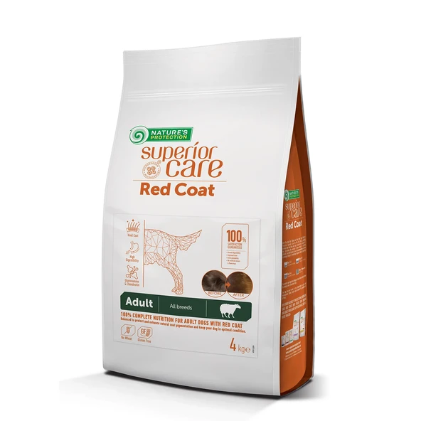 Nature's Protection Superior Care Kızıl/Kahverengi Tüylü Köpekler İçin Tahılsız Kuzulu Tüm Irklar Yetişkin Köpek Maması 4kg ürün görseli 1