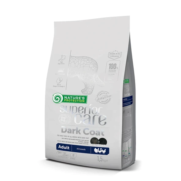 Nature's Protection Superior Care Koyu Renk Tüylü Köpekler için Kümes Hayvanlı Tüm Irklar İçin Yetişkin Köpek Maması 1.5kg ürün görseli 1