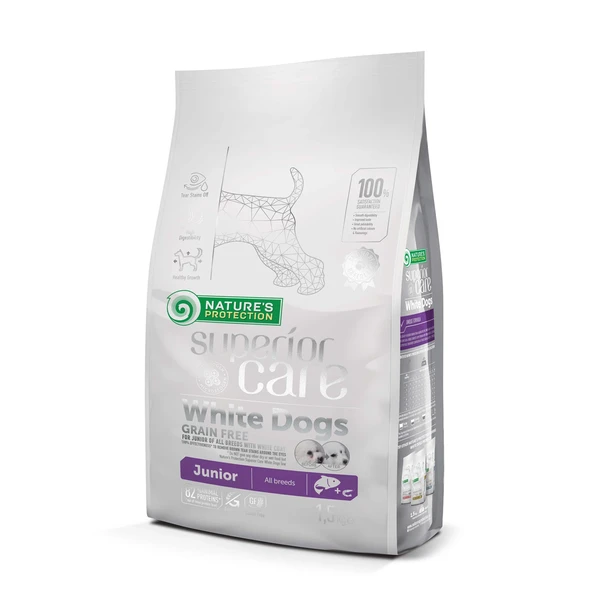 Nature's Protection Superior Care Beyaz Tüylü Köpekler İçin Tahılsız Somonlu Tüm Irklar Yavru Köpek Maması 1.5kg ürün görseli 1