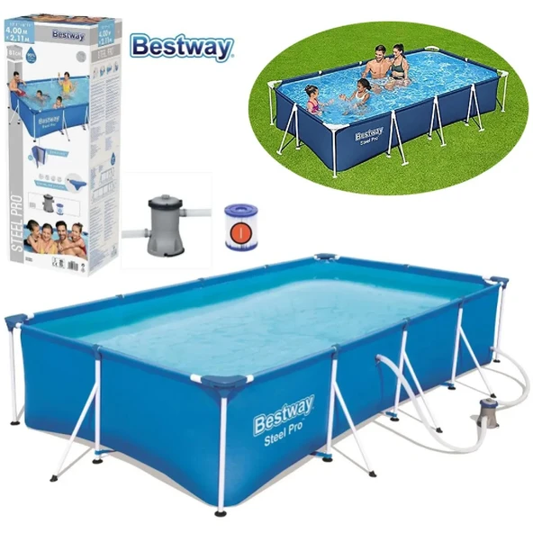 Bestway 56424 Steel Pro Prefabrik Havuz 400x211x81cm 220v Temizleme Filtreli ürün görseli 1