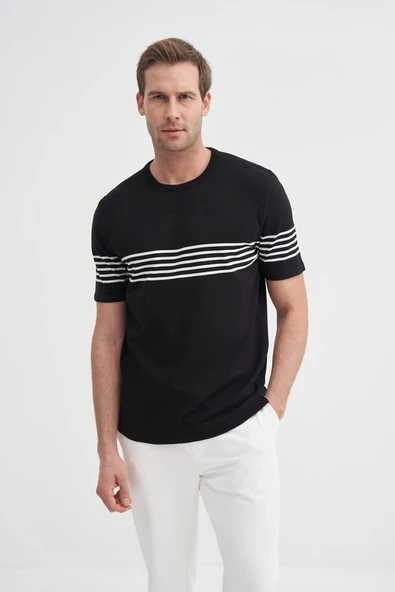 Cazador Erkek Bisiklet Yaka Triko Tshirt 30400 Siyah ürün görseli 1