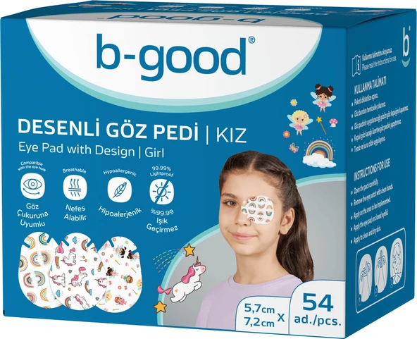 B-GOOD GÖZ PEDİ DESENLİ KIZ 5,7 X 7,2 CM 54'LÜ ürün görseli 1