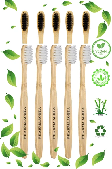 Pharma Acqua 10 Lu SET -5 Adet Beyaz 5 Adet Siyah Bambu Diş Fırçası ürün görseli 1
