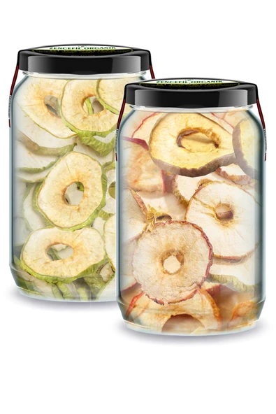 Ekşi Yeşil Elma + Tatlı Kırmızı Elma Kurusu Bi Kavanoz 660 cc. Cam Kavanozlarda Dried Apple Slice ürün görseli 1