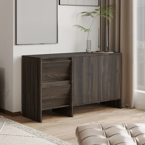 Laris 130 cm Modern Konsol – 4 Kapaklı, Yüksek Ayaklı, Minimalist Tasarım  Ceviz ürün görseli 1