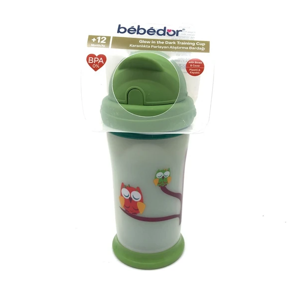 BEBEDOR 7510 KARANLIKTA PARLAYAN PİPETLİ ALIŞTIRMA BARDAĞI 240 ML ürün görseli 1