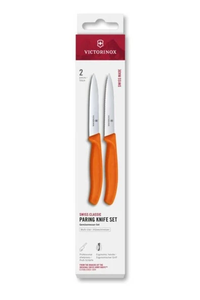 Victorinox 6.7799.2C1 Swiss Classic 2li 10cm Soyma Bıçağı Set, Turuncu ürün görseli 1
