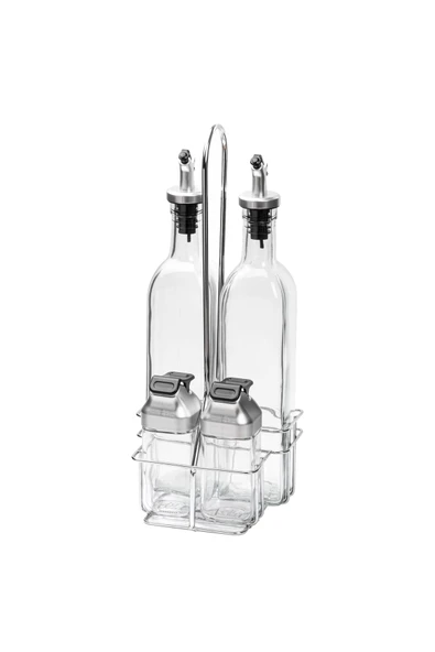 Tantitoni Metal Standli 4lü Cam Sosluk Seti̇ - Koruma Kapakli 500ml/100ml ürün görseli 1