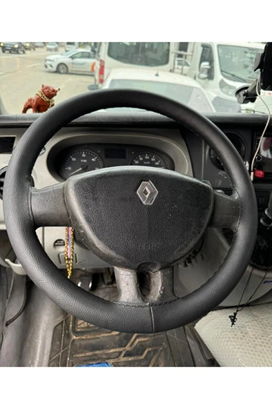 Dikişli Direksiyon Kılıfı Siyah Deri Siyah Dikişli Renault Master İçin ürün görseli 1
