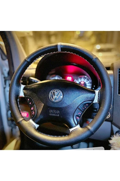 Di?ki?şli? Di?reksi?yon Kilifi Si?yah/noktali Deri? Gri? Yüzük/di?ki?ş Vw Crafter I?çi?n ürün görseli 1