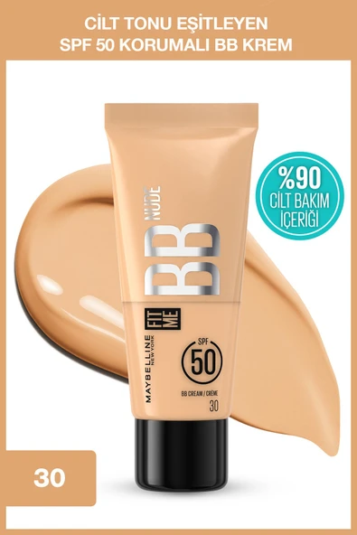 Maybelline New York Fit Me 30 No Nude Cilt Bakımı Etkili Nemlendirici Spf50 Bb Krem - Nötr Açık Ton ürün görseli 1