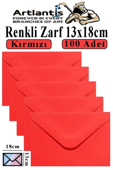 Kırmızı Zarf 13x18 cm 100 Adet Kırmızı Mektup Zarfı Davetiye Zarfı Kartpostal Çekiliş Hediye Zarfı ürün görseli 1