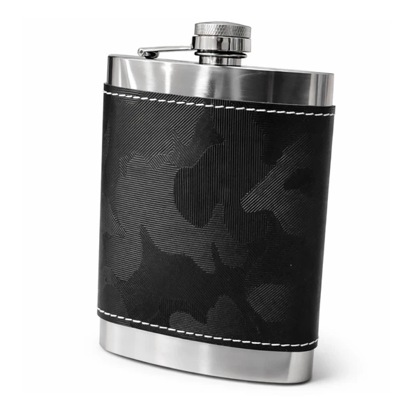 Perlotus Limited Edition Hakiki Deri Çıkarılabilir Kılıflı Çelik Cep İçki Matarası 9 oz (270 ml) Kabartma Logolu Paslanmaz 304 Çelik ürün görseli 1