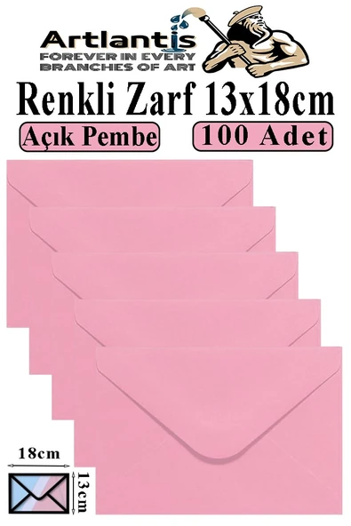 Açık Pembe Zarf 13x18 cm 100 Adet Açık Pembe Mektup Zarfı Davetiye Zarfı Kartpostal Çekiliş Hediye Zarfı ürün görseli 1