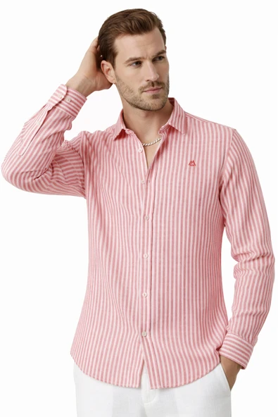 DeepSEA Slim Fit Çizgili %100 Pamuk Erkek Gömlek – Nefes Alan Şık Günlük Gömlek 2602626 ürün görseli 1