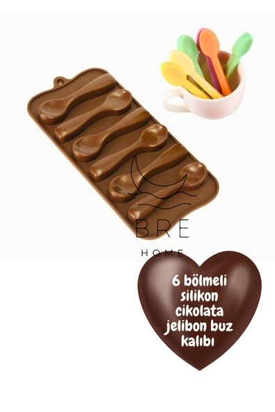 6 bölmeli silikon kaşık model cikolata jelibon buz kalıbı ürün görseli 1